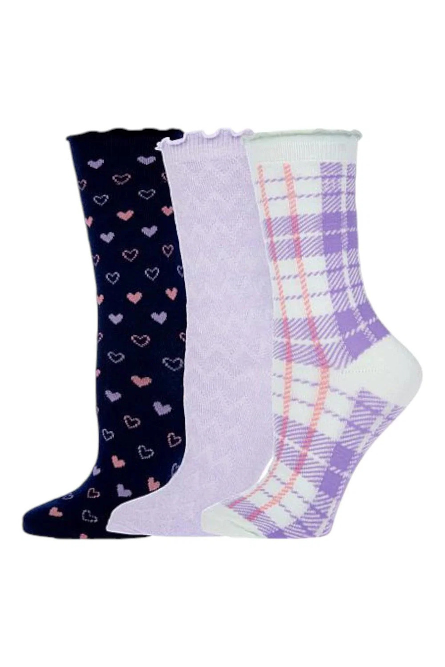 Comfort Code Women's 3-pack Mid-Weight Crew Socks Hearts